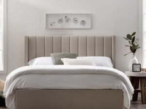 سرير فردي خشب ام دى اف و خيش - سرير 200×120×40 سم - بيج