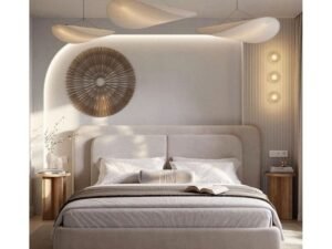 سرير سوبر كينج خشب تايلاندي ومخمل 110×200×200 سم - بيج