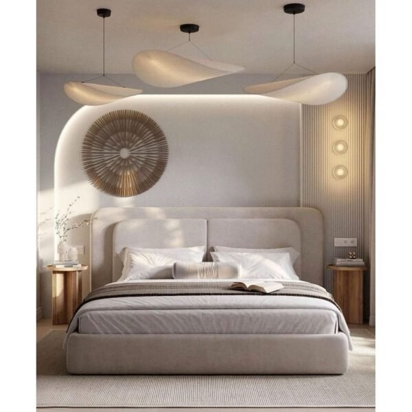 1 سرير سوبر كينج خشب تايلاندي ومخمل 110×200×200 سم - بيج