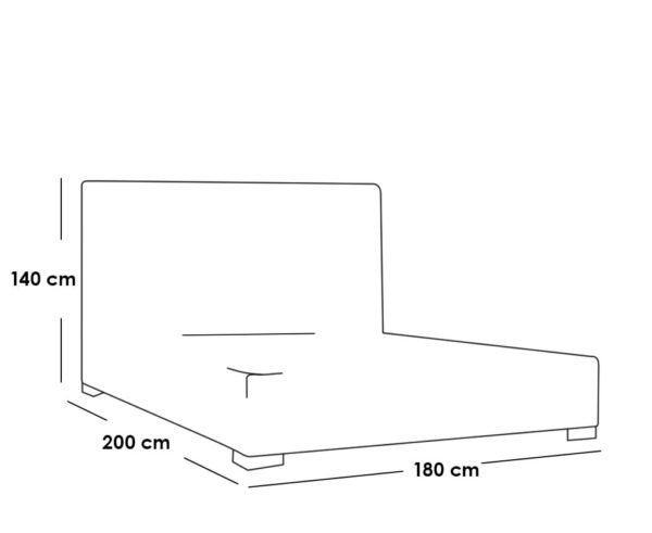 2 سرير كينج خشب سويدي وكتان 140×200×180 سم - رمادي