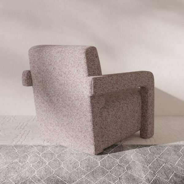 كرسي جانبي ام دي اف تايلاندي و كتان - بيج و احمر