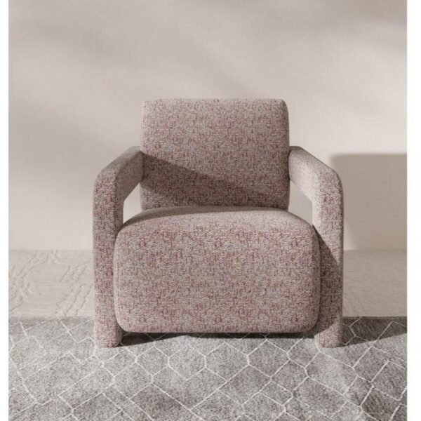 كرسي جانبي ام دي اف تايلاندي و كتان - بيج و احمر