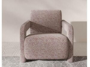 كرسي جانبي ام دي اف تايلاندي و كتان - بيج و احمر