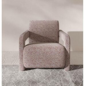 كرسي جانبي ام دي اف تايلاندي و كتان - بيج و احمر