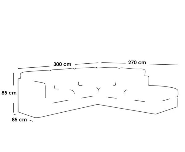 كنبة زاوية 300×270×85×85 سم - بني - NAS.FUR.5