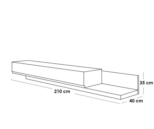 طاولة تلفاز ام دي اف أبيض وبني - 40×210×35 سم