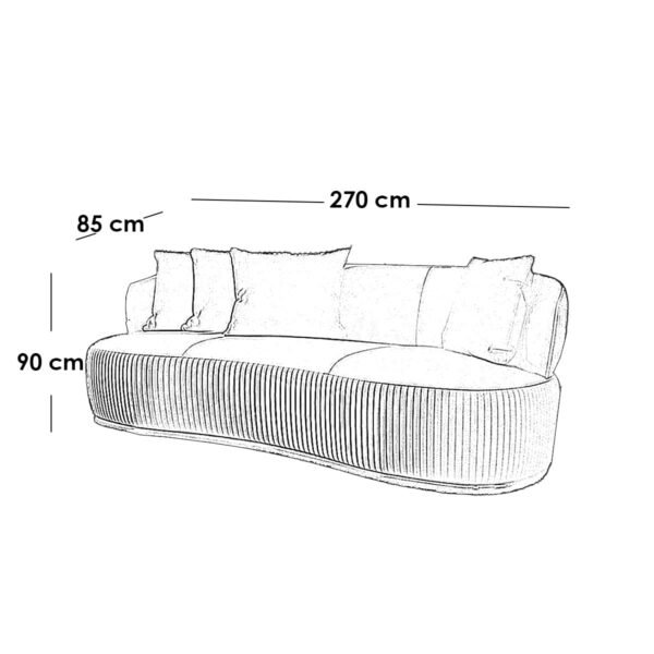 كنبة بثلاثة مقاعد خشب سويدي و شانيل - بيج