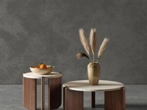 طقم طاولات قهوة خشب سويدي قطعتين - بني