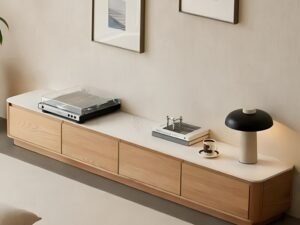 طاولة تلفاز خشب سويدي بيج - 210×40×40 سم