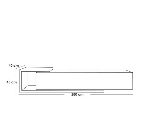 طاولة تلفاز ام دي اف و خشب سويدي ابيض و بني - 280×40×45 سم