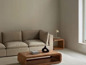 طاولة قهوة خشب طبيعي بني - 30 × 75 × 45 سم