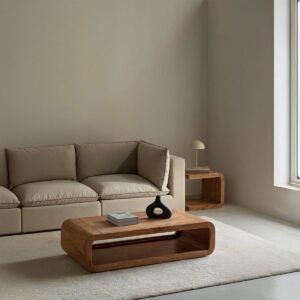 طاولة قهوة خشب طبيعي بني - 30 × 75 × 45 سم