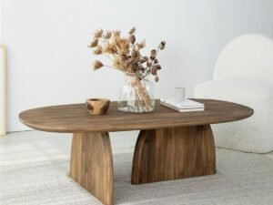 طاولة قهوة خشب طبيعي بني - 45 × 90 × 50 سم