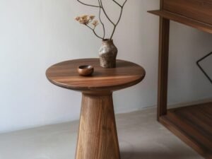 طاولة جانبية خشب طبيعي بني - 60 × 45 × 45 سم