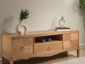 وحدة تلفاز خشب كونتر طبيعي بني - 45 × 150 × 40 سم