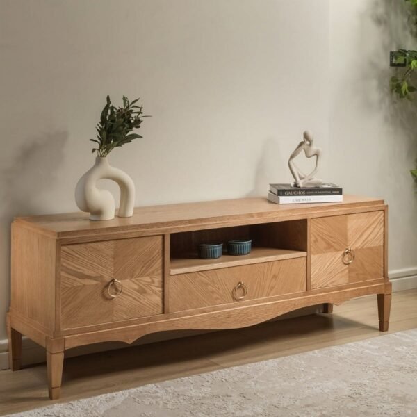 bo9251-env وحدة تلفاز خشب كونتر طبيعي بني - 45 × 150 × 40 سم