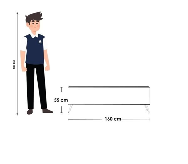 وحدة تلفاز خشب كونتر طبيعي و كانيه بني وبيج - 55 × 160 × 40 سم