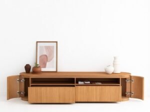 bo9264-1 وحدة تلفاز خشب زان بيج - 52 × 220 × 45 سم