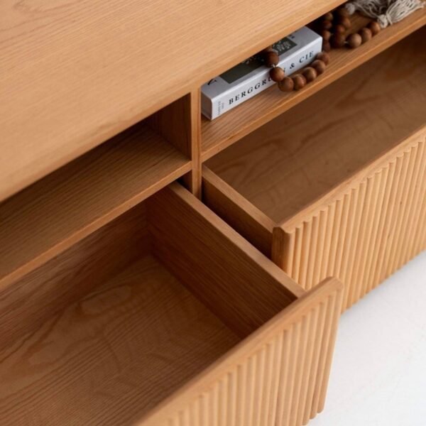 وحدة تلفاز خشب زان بيج - 52 × 220 × 45 سم