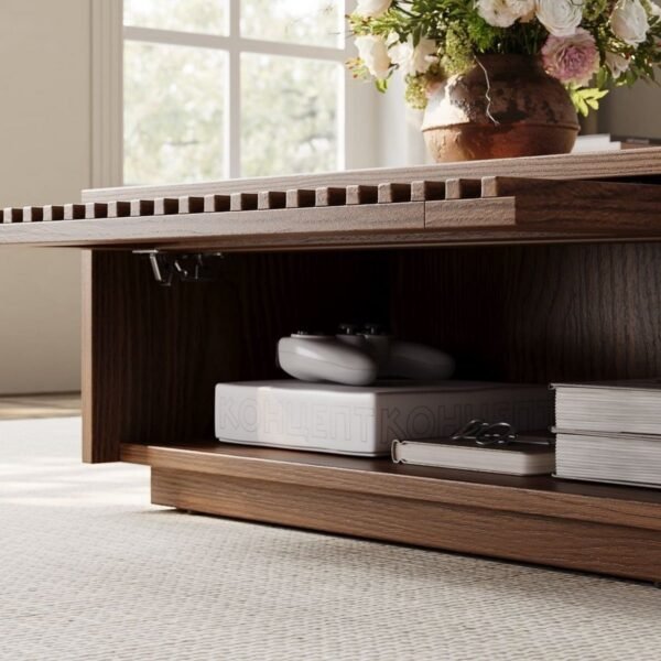 وحدة تلفاز و طاولة قهوة خشب كونتر طبيعي بني - قطعتين