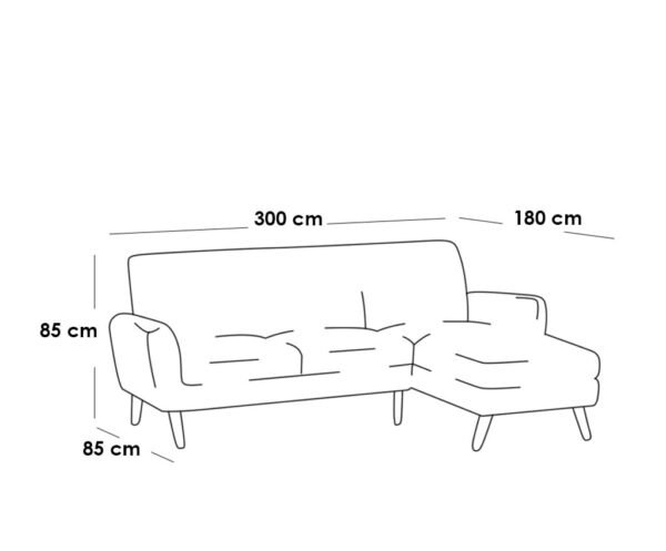 df.6544323_d كنبة زاوية 300×180×85×85 سم - بيج DF.6544323