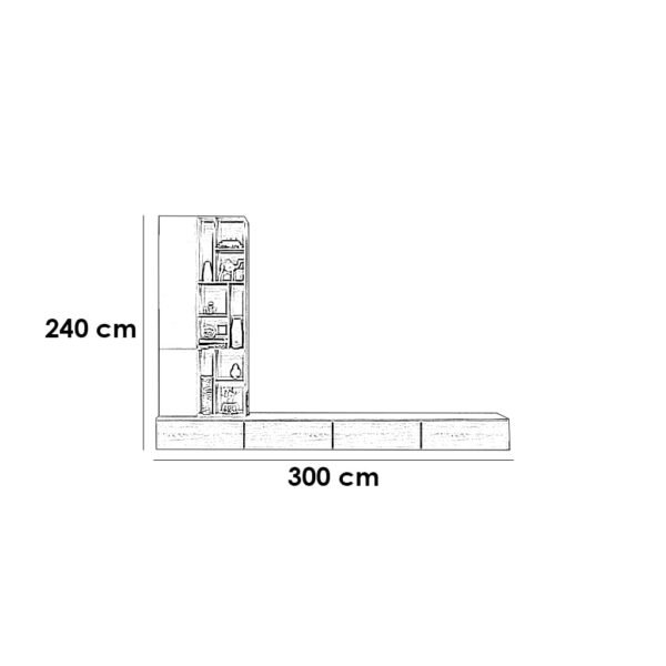 df622046-d وحدة تلفزيون خشب صلب بني و اسود - 300×240×40 سم