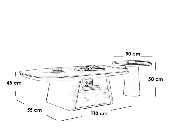 طاولة قهوة خشب طبيعي وخشب قشره الجوز قطعتين - بني