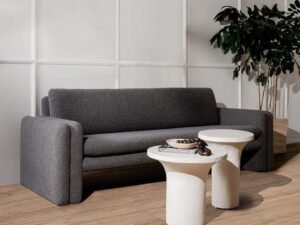 elg-sof-1042 كنبة ثلاث مقاعد كتان خشب سويدي رمادي