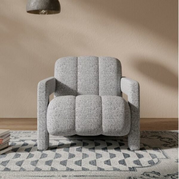 كرسي جانبي ام دي اف تايلاندي و كتان - رمادي