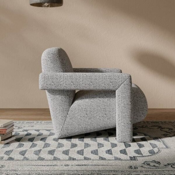 كرسي جانبي ام دي اف تايلاندي و كتان - رمادي