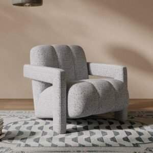 كرسي جانبي ام دي اف تايلاندي و كتان - رمادي