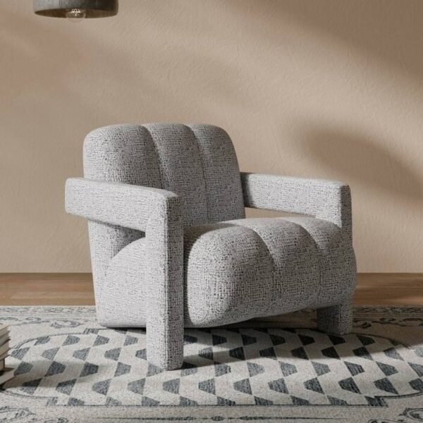 كرسي جانبي ام دي اف تايلاندي و كتان - رمادي