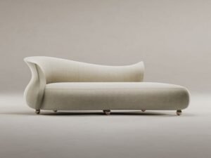 شزلونج خشب سويدي و مخمل - اوف وايت