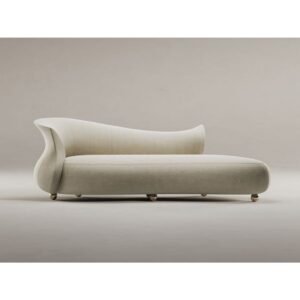 شزلونج خشب سويدي و مخمل - اوف وايت