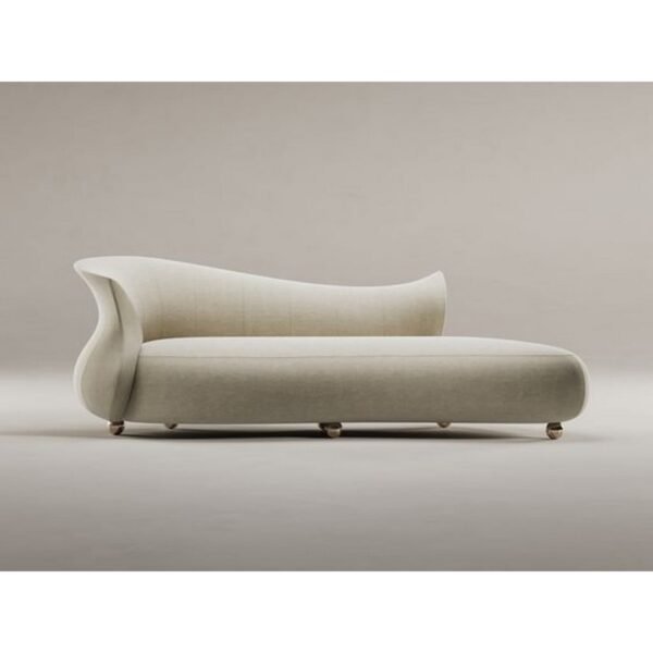 شزلونج خشب سويدي و مخمل - اوف وايت