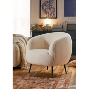 كرسي جانبي خشب سويدي وبوكليه - أبيض