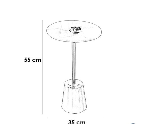طاولة جانبية حديد ورخام طبيعي ذهبي وابيض -35 ×35 ×55 سم